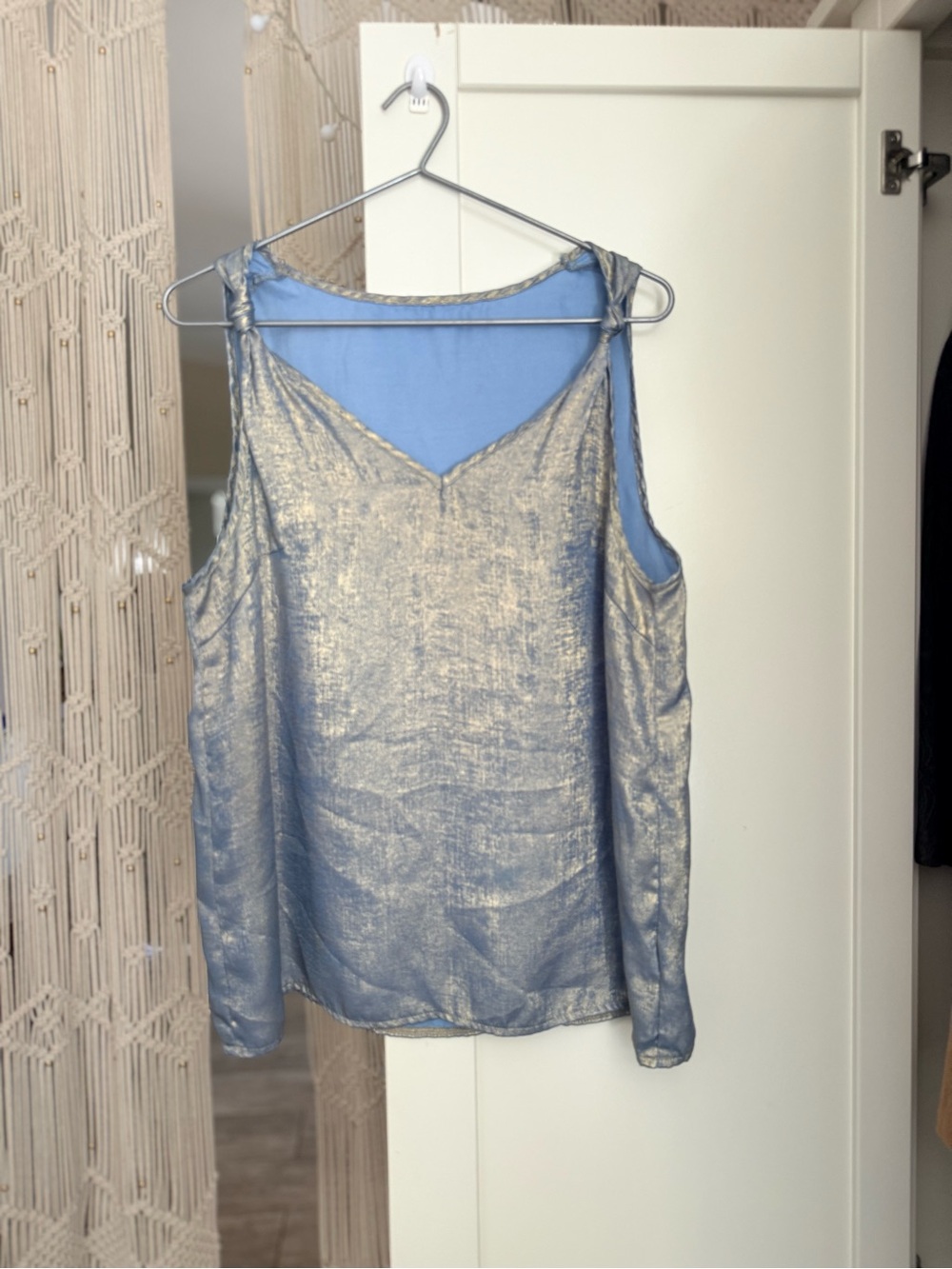 SHEIN Shimmery Silver-Blue V-Neck Sleeveless Camisole